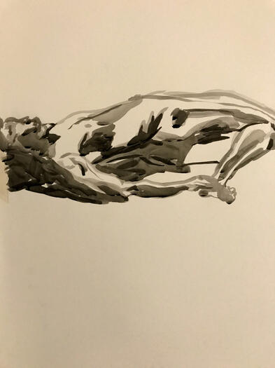 Reclining Man (2019) - India Ink on Paper